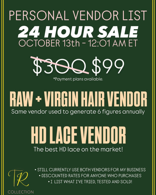 Personal Vendor List – Limited Time Offer