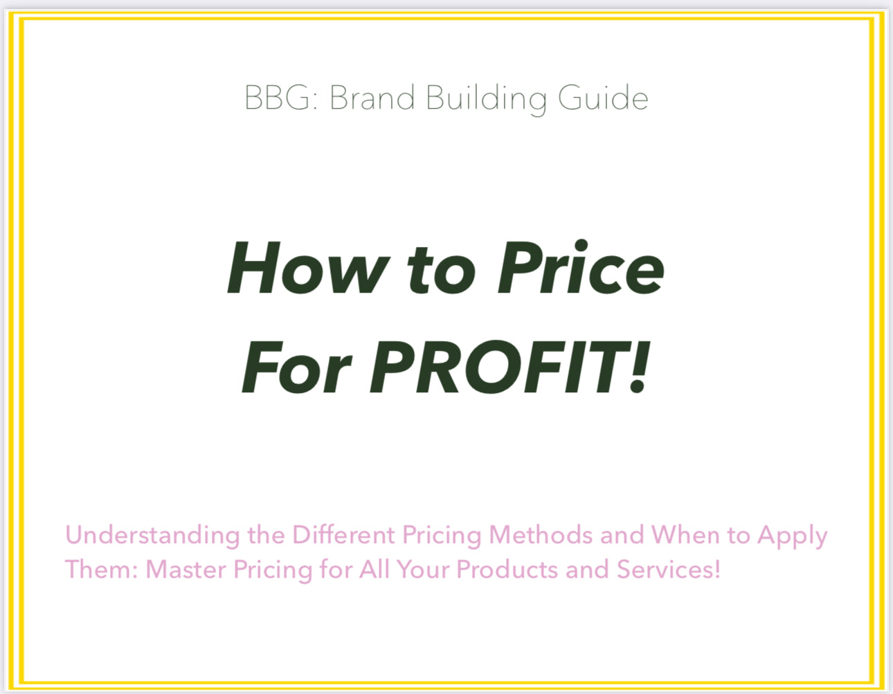 How to PRICE + PROFIT:  Live Replay + BONUS Ebook